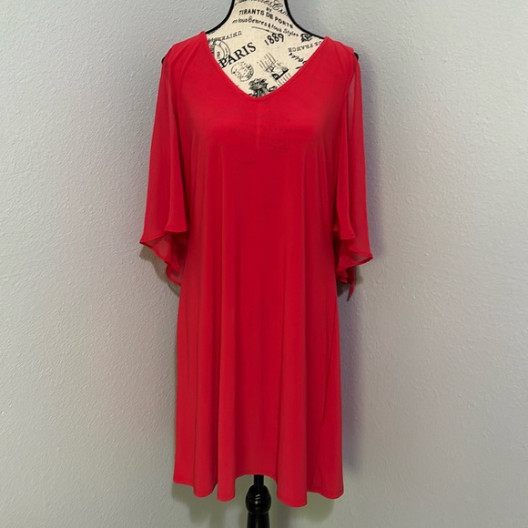 Dress Barn Dresses & Skirts - Flutter Sleeve Coral Dress Dress Barn Size 12